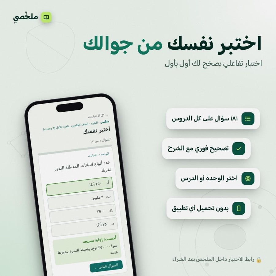 ملخص العلوم | خامس ابتدائي | الفصل الدراسي الأول