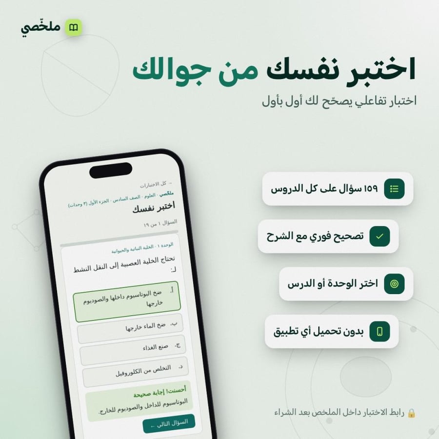 ملخص العلوم | سادس ابتدائي | الفصل الدراسي الأول