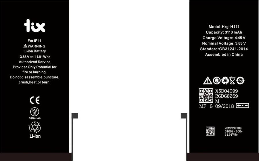 Internal battery - iPhone 11 from Tix company, two-year comprehensive warranty against swelling