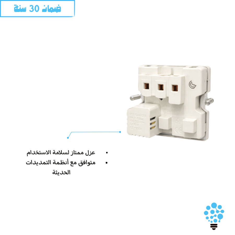 فيش بمفتاح Type C 2 مع لمبة اسود دايزر للإنارة اختيار للمساحة