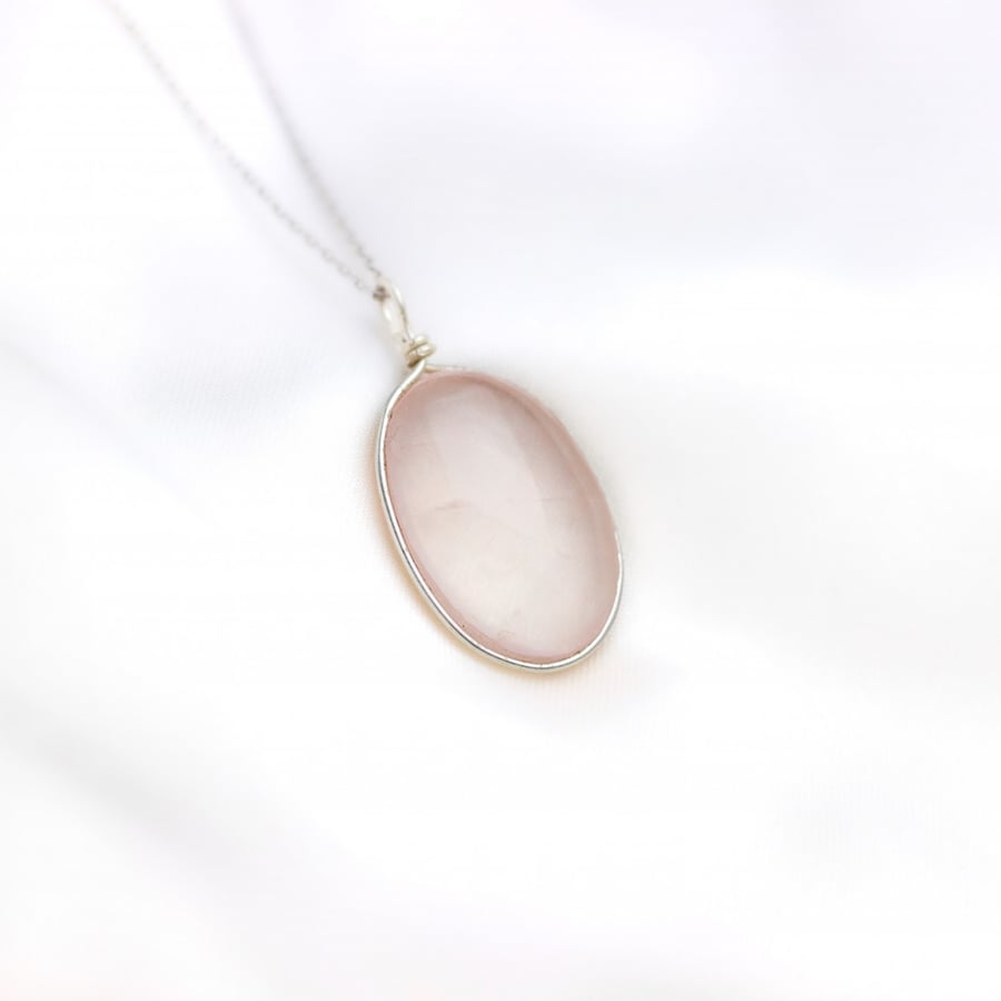 A necklace of rose quartz stone