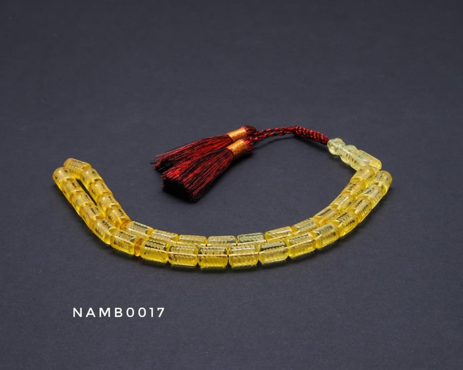 قوافل سبحة كهرمان بلطيقي طبيعي منقوش Namb0017