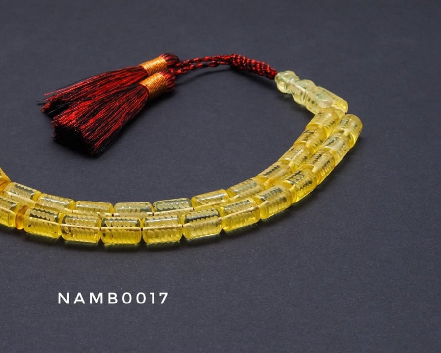 قوافل سبحة كهرمان بلطيقي طبيعي منقوش Namb0017