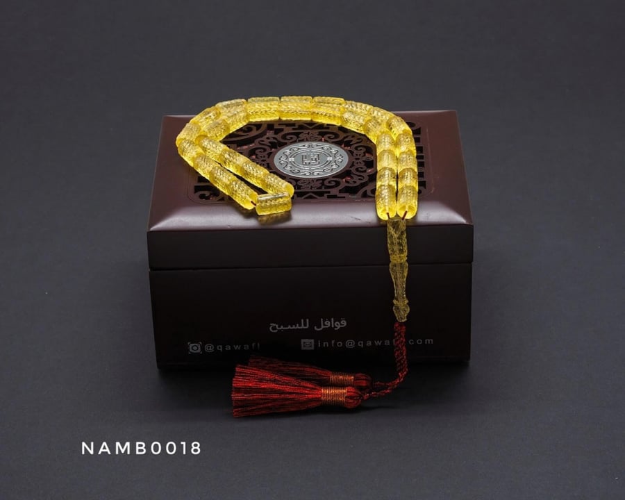 قوافل سبحة كهرمان بلطيقي طبيعي منقوش Namb0018