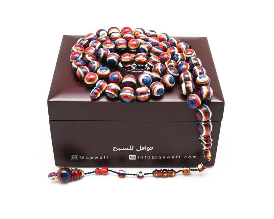 قوافل سبحة خشب الكافور ملون Wood0005