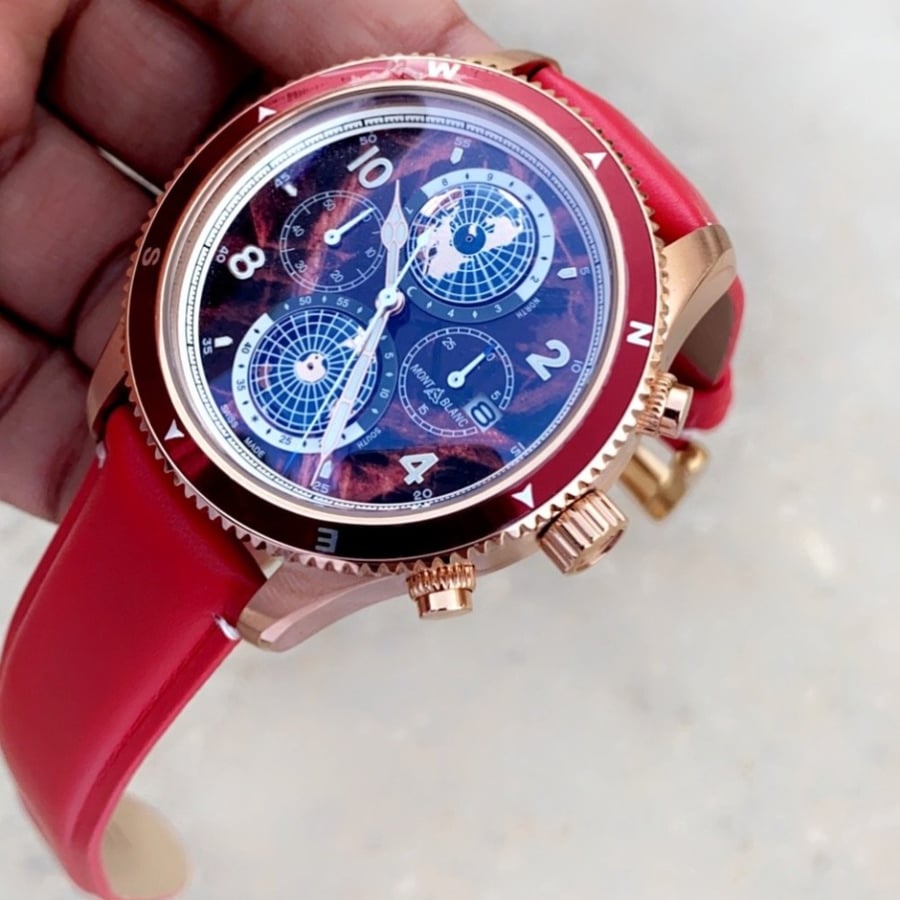 ساعة مون بلان MontBlanc عودي وروز قولد