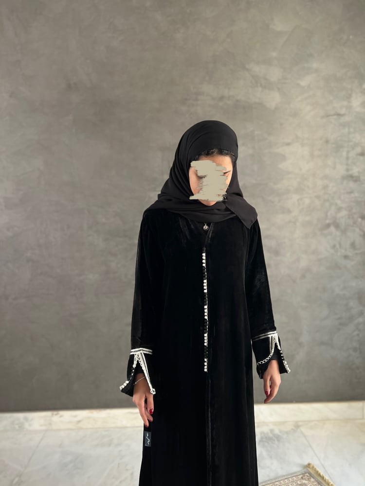 Black velvet abaya with Moroccan embroidery