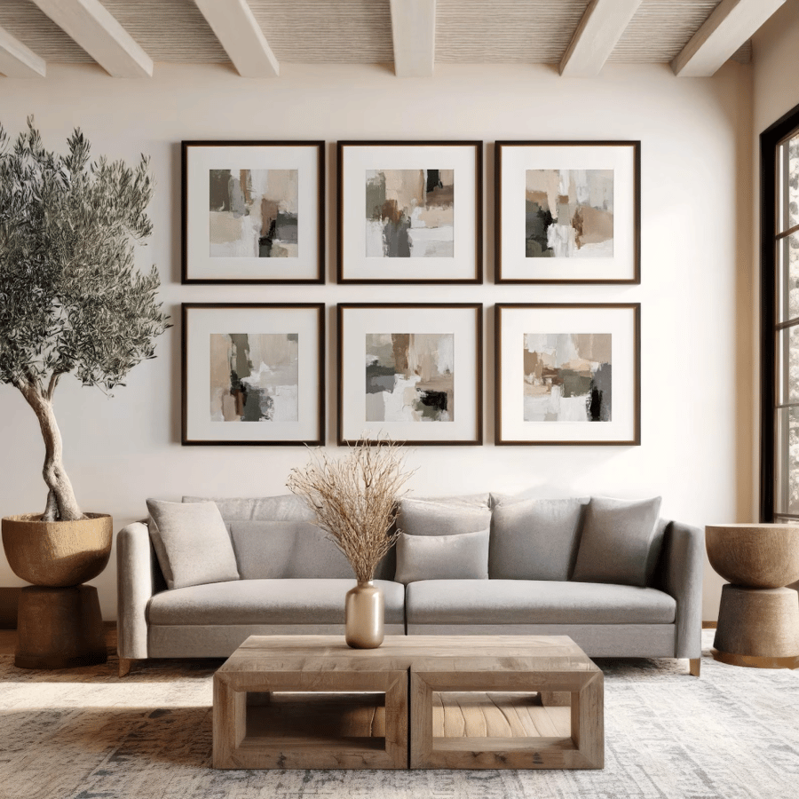طقم لوحات جدارية سداسية كانفس – 6 قطع بتصميم فاخر مودرن