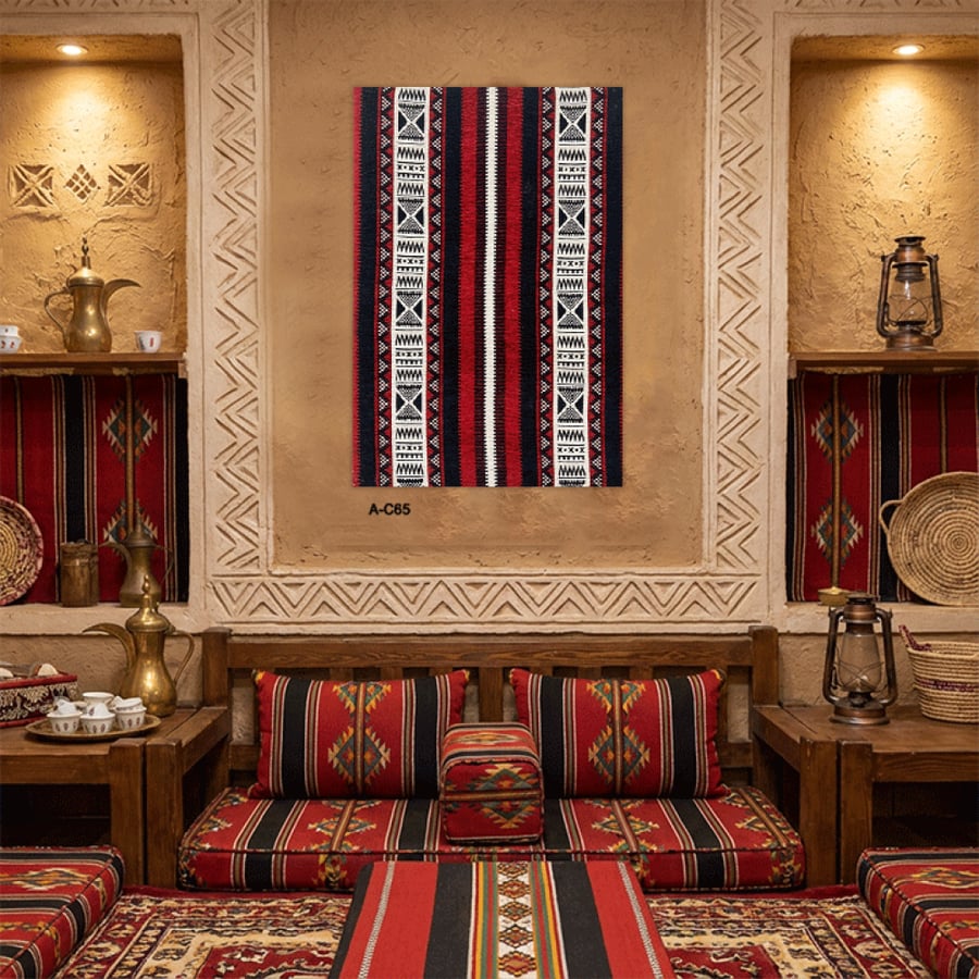 لوحة سجاد حائط جدارية - تراثية مستوحاة من فن السدو التقليدي