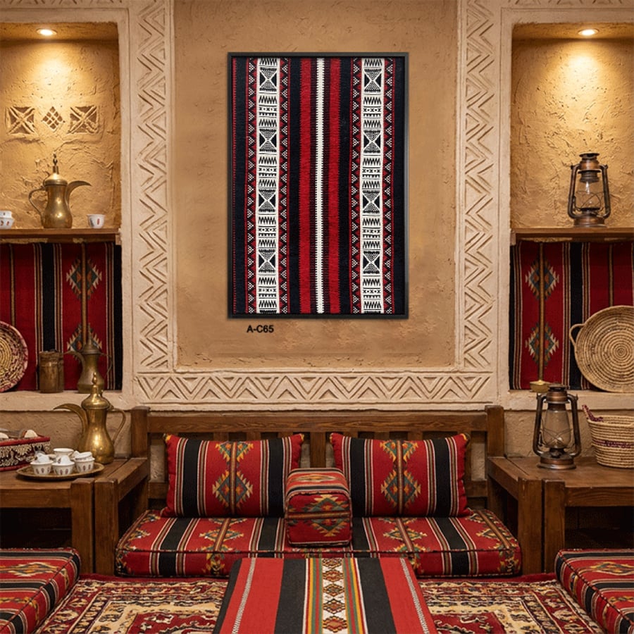 لوحة سجاد حائط جدارية - تراثية مستوحاة من فن السدو التقليدي