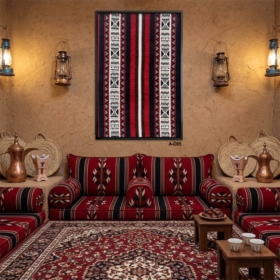 لوحة سجاد حائط جدارية - تراثية مستوحاة من فن السدو التقليدي