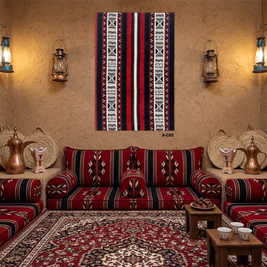 لوحة سجاد حائط جدارية - تراثية مستوحاة من فن السدو التقليدي