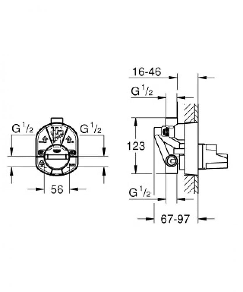 قلب خلاط دش دفن مخفي جروهي خطين يورو سمارت GROHE Eurosmart