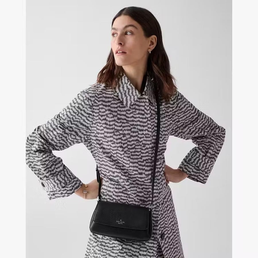 حقيبه كيت سبيد اسود وفضي Sutton Mini