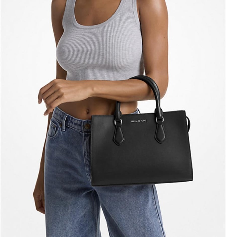 Michael Kors bag, large size, black and silver color, Sheila