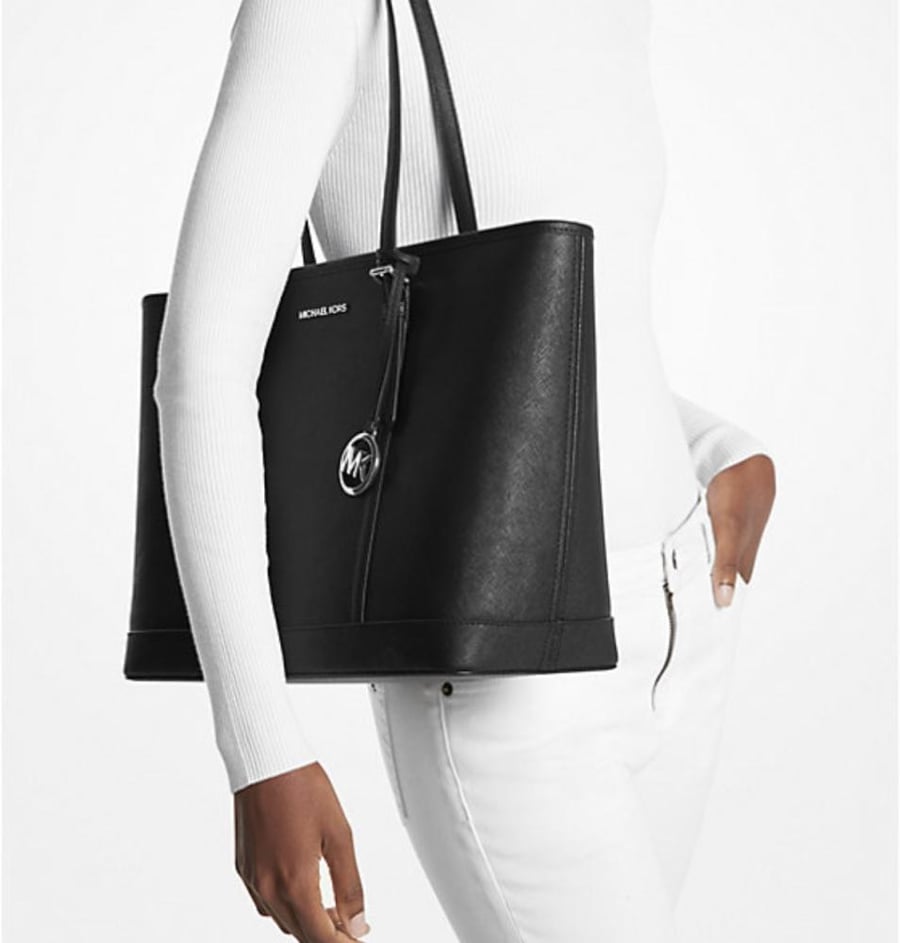 حقيبه مايكل كورس اسود وفضي Jet Set Tote Bag