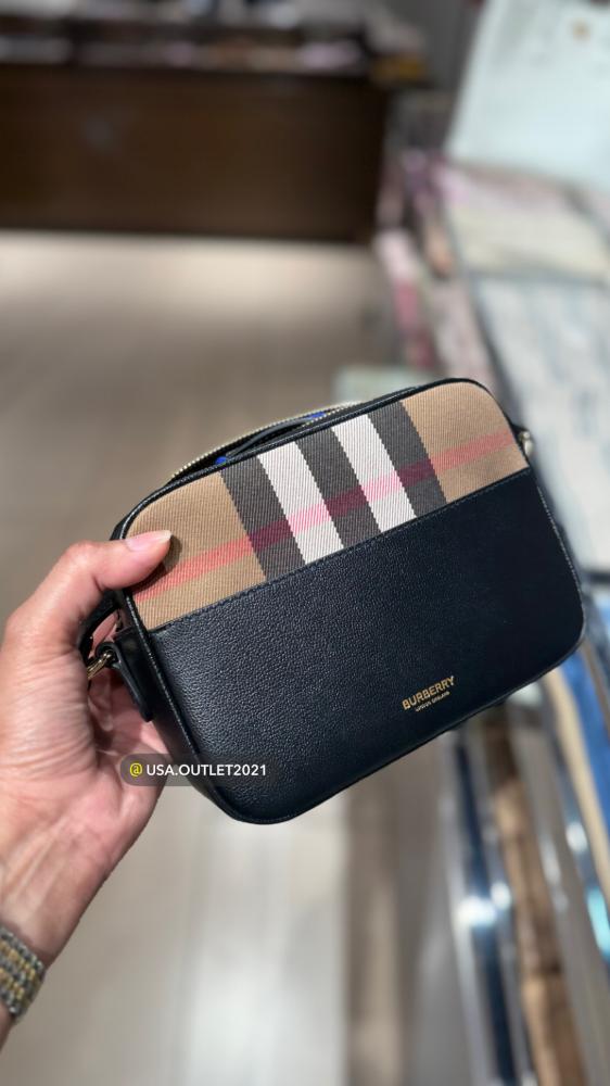 حقيبه بربري Burberry Small House Check & Leather Camera Bag