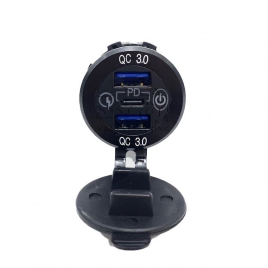 شاحن دائري سريع دبل USB QC3 و TYEP C QC3 مع فاصل مدمج ِAC008