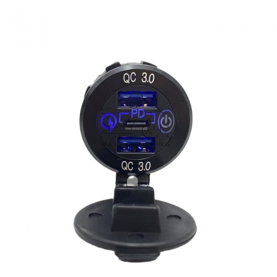 شاحن دائري سريع دبل USB QC3 و TYEP C QC3 مع فاصل مدمج ِAC008