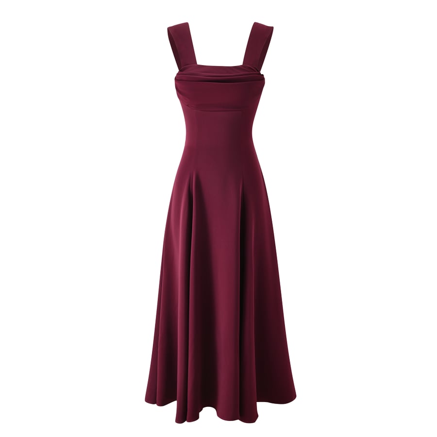 Dark Burgundy Grace Crepe Evening Dress
