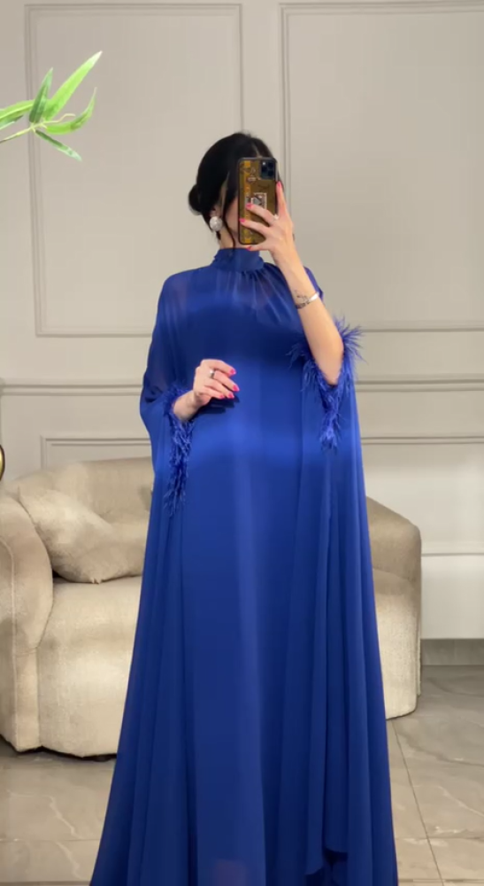 فستان شيفون ناعم مزين بريش -