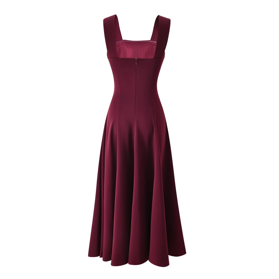 Dark Burgundy Grace Crepe Evening Dress