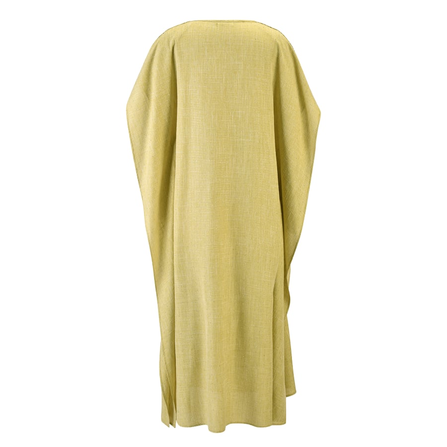 Apple Green Linen Kaftan with Scattered Crystals