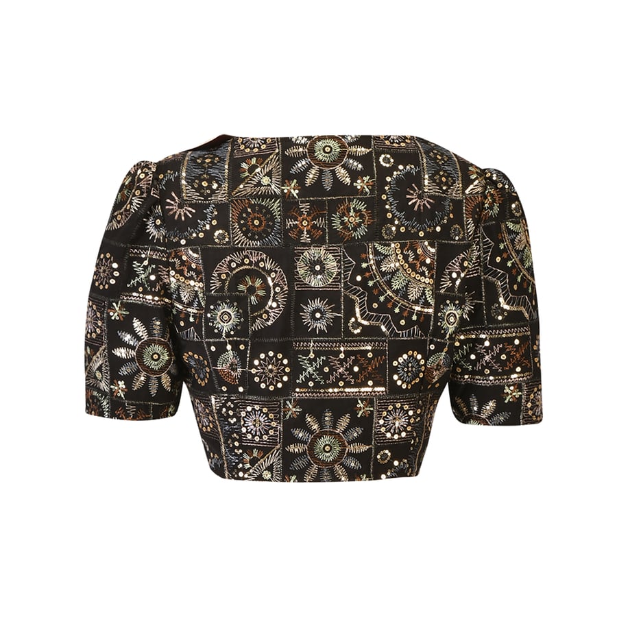 Embellished crop top with a square neckline