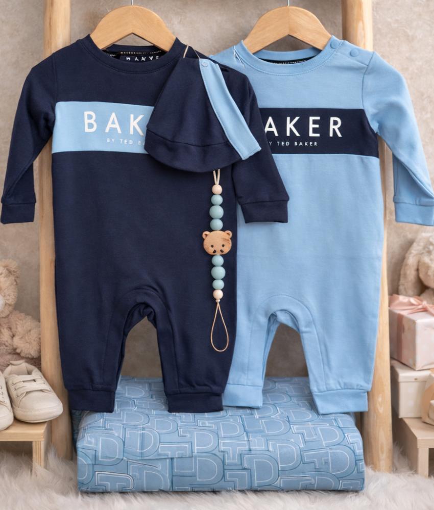Luxury baby set from Ted Baker – 2 rompers with a blanket and a pacifier clip