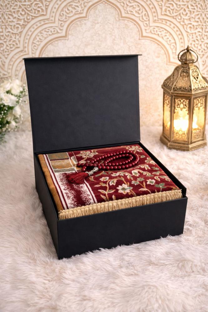 Jalal prayer set of faith luxurious in the maroon color embroidered – spiritual elegance with a golden touch, hand sewing