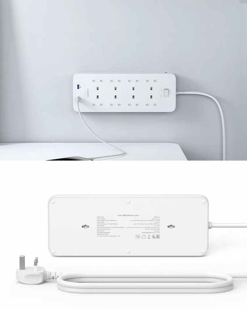 أنكر توصيلة 8 منافذ طاقة مع منفذين USB بقوة 12 واط