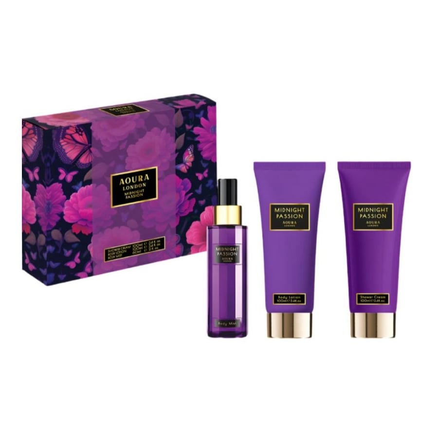 Oura London Midnight Passion set, body perfume 60 ml + body lotion 100 ml + shower cream 100 ml