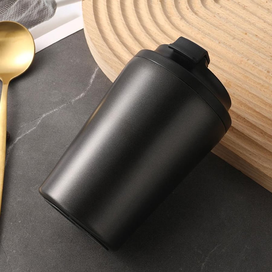 Flatwardo Logo Coffee Mug Black Stainless Steel Vacuum Insulated 350ml