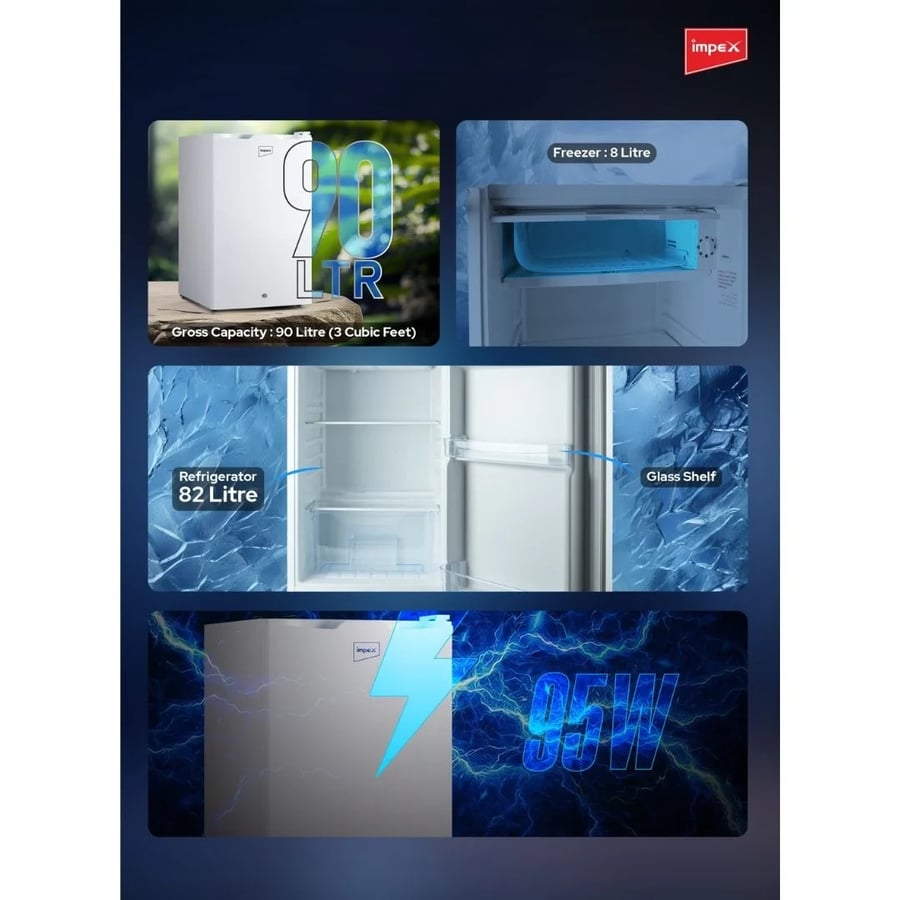 ثلاجة امبكس 3 قدم باب واحد ابيض  IMRF140B