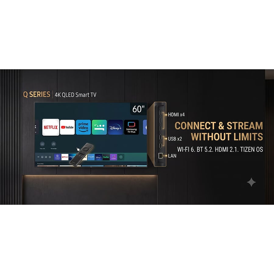 شاشة نيكاي 60 بوصة QLED سمارت TIZEN بوضوح 4K