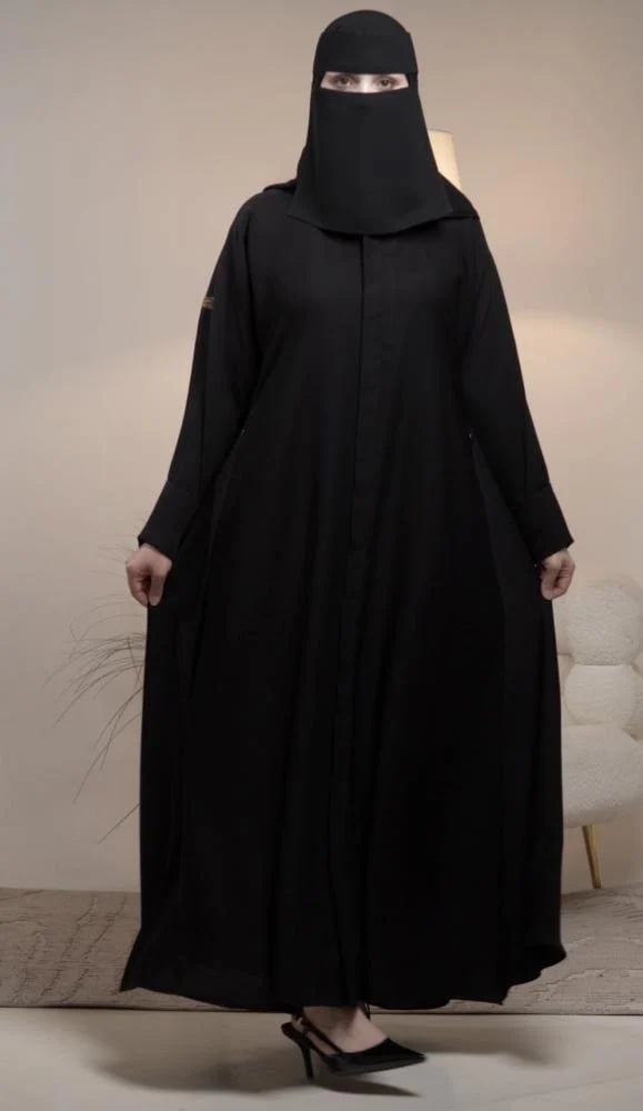 عبايه لولوء سحاب مخفي مع طرحه