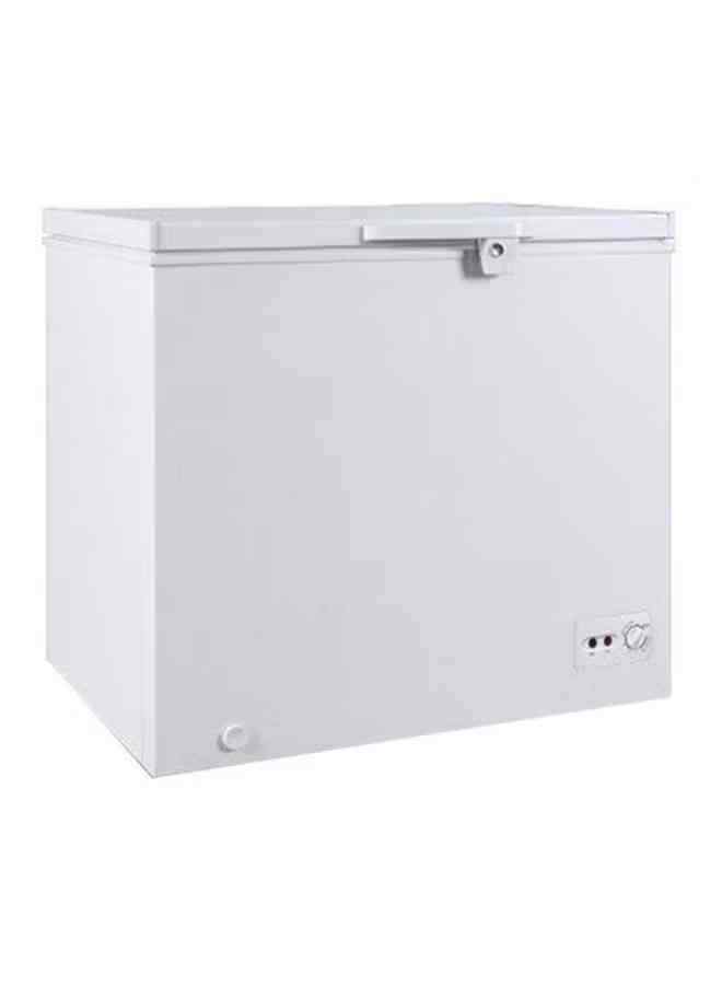 ميديا مجمّد أفقي (Chest Freezer) سعة 290 لتر، موديل HS-384C، لون أبيض، مزود بمقبض وقفل ومفتاح.
