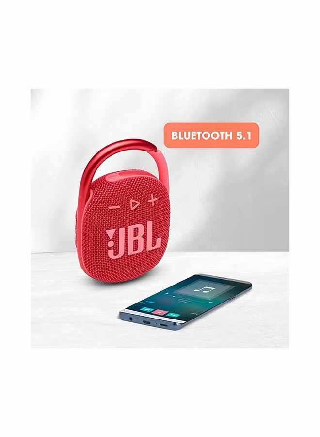 JBL مكبر صوت محمول بتقنية البلوتوث Clip 4 - أحمر