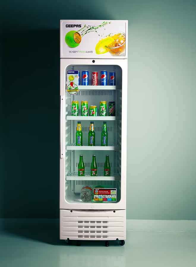 Gibas - vertical display refrigerator equipped with lock and key, 230 watts, model GSC3807WRE-1, white color