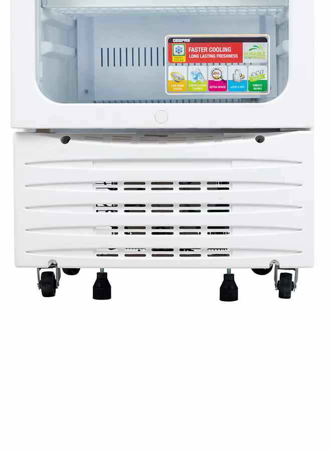 Gibas - vertical display refrigerator equipped with lock and key, 230 watts, model GSC3807WRE-1, white color