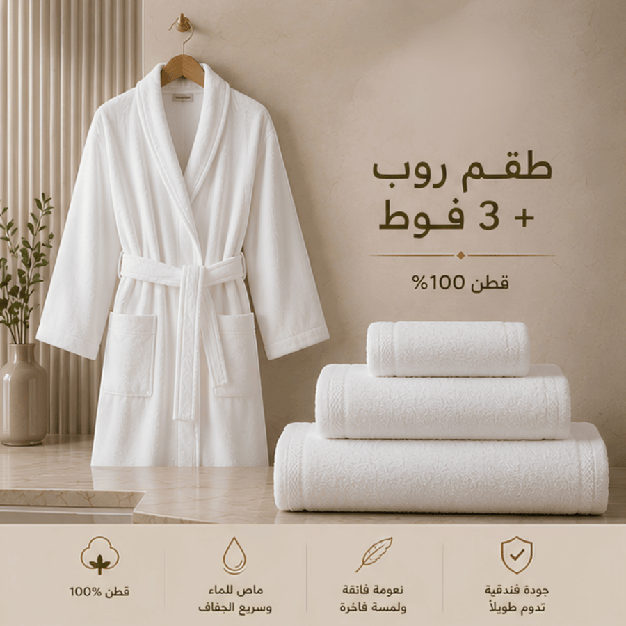 ( طقم روب + 3فوط  قطن 100% )