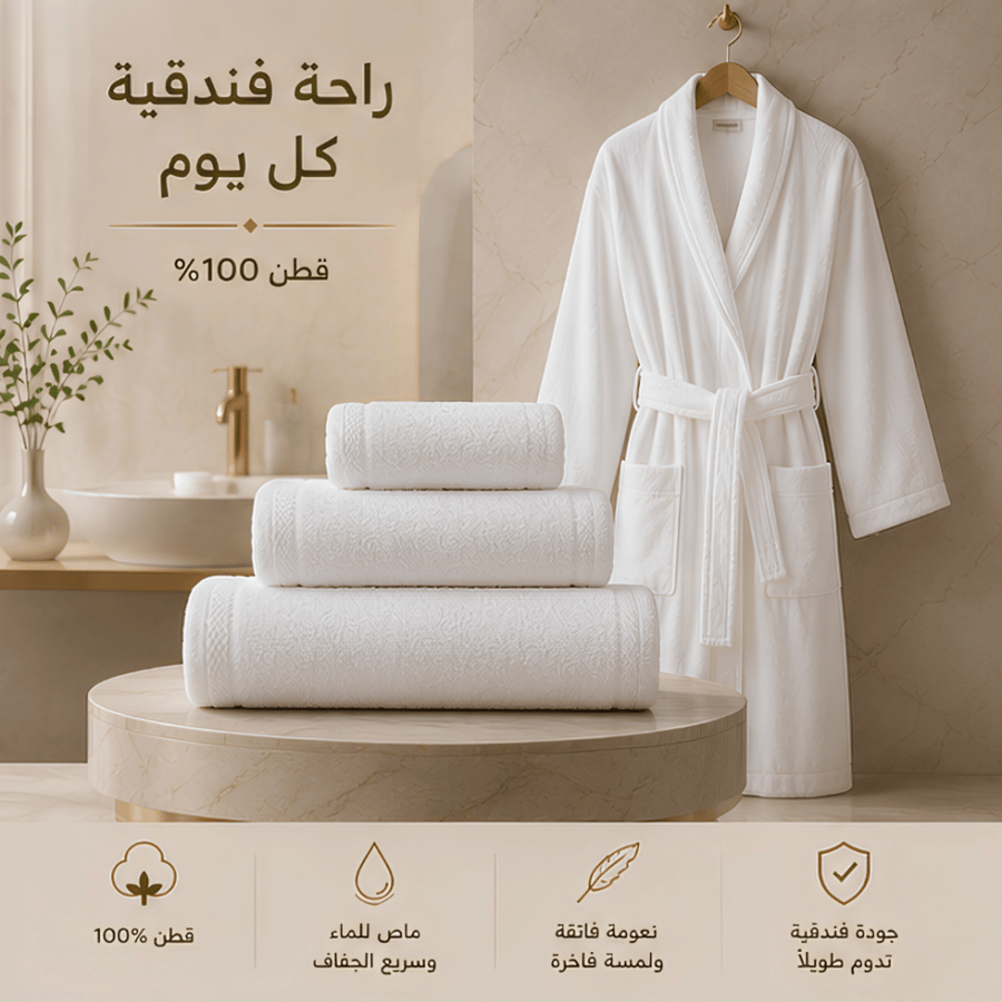 ( طقم روب + 3فوط  قطن 100% )