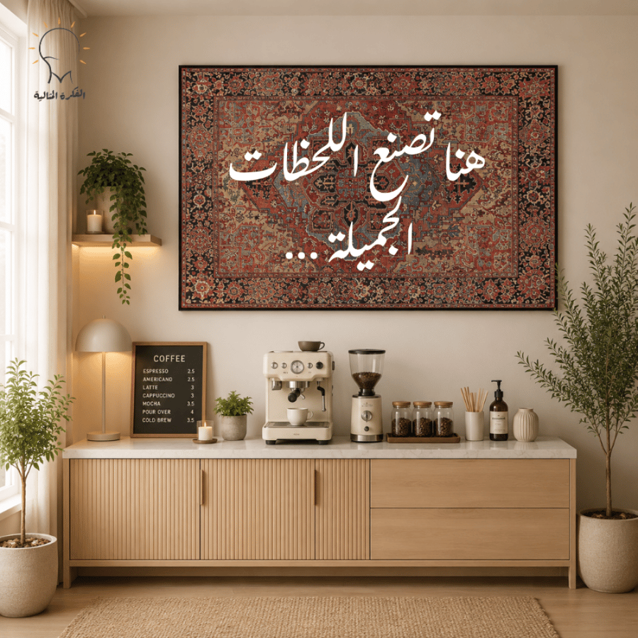 سجاد قهوه مع عباره اوصورة حسب طلبك