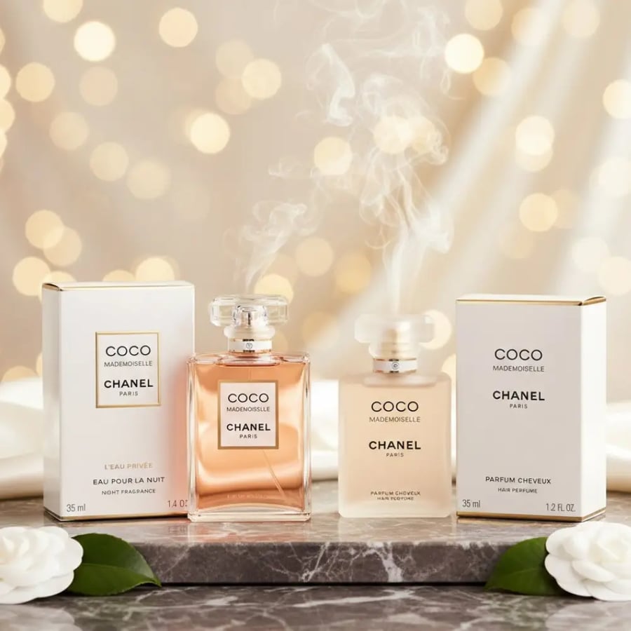 مجموعة شانيل عطر كوكو مادموزيل من شانيل ليو برايف + معطر شعر شانيل كوكو مودموزيل 35مل