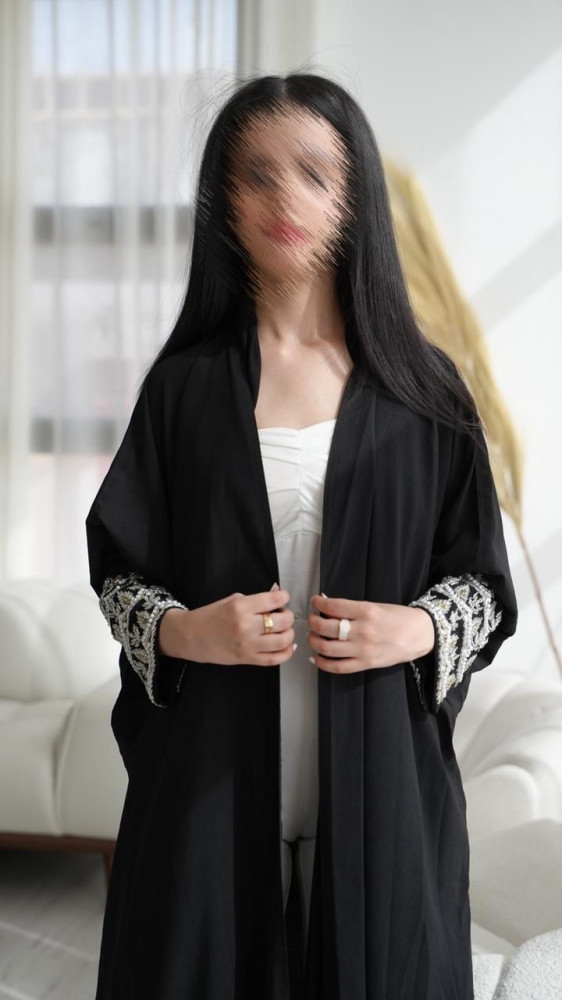 عبايه صيفي اسود بتطريز يدوي