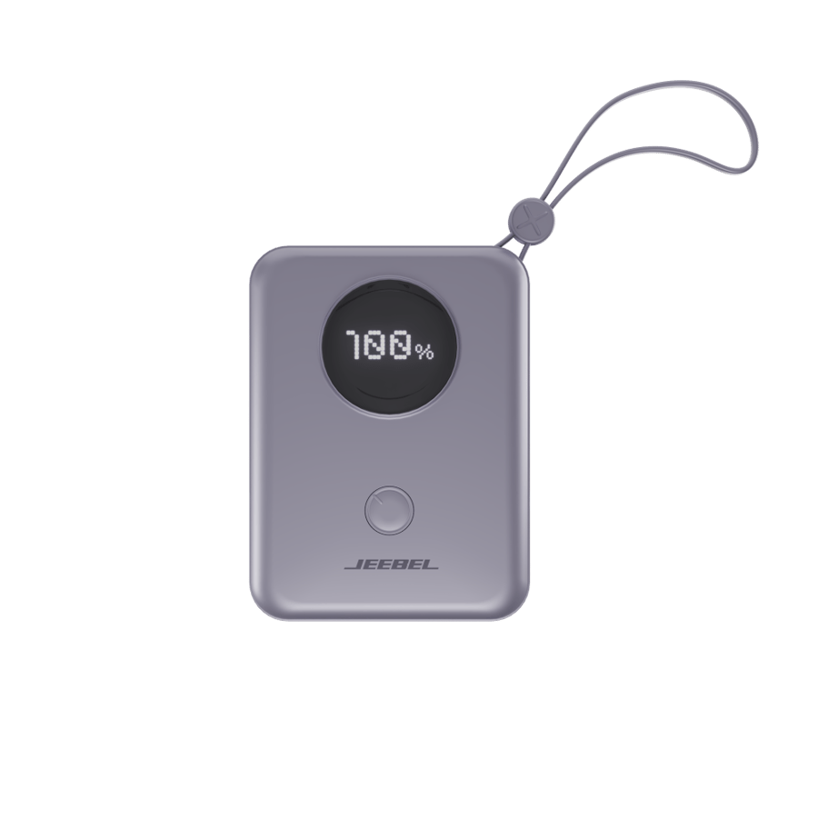 قطعة واحدة من Jeebel باور بانك 10000mAh بشاشة رقمية – PD سريع 22.5W مع كابلات Lightning وType-C مدمجة – 4 ألوان