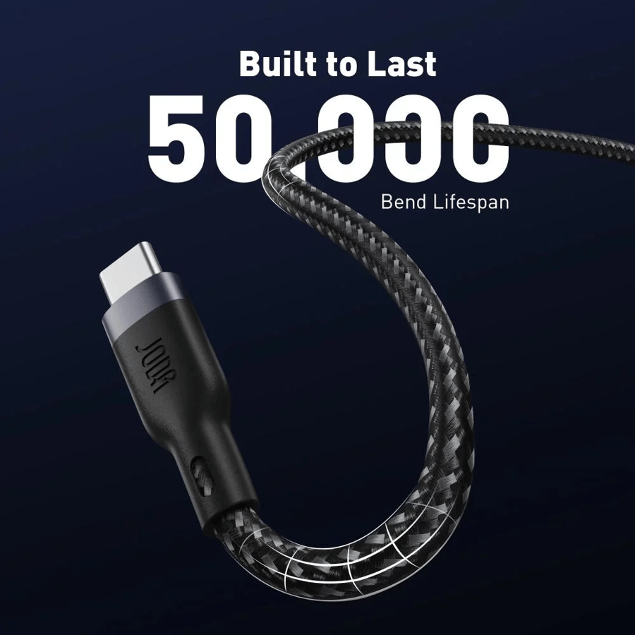 JODA nylon Type C to Type C cable with 240-watt power, 2 meters long - black