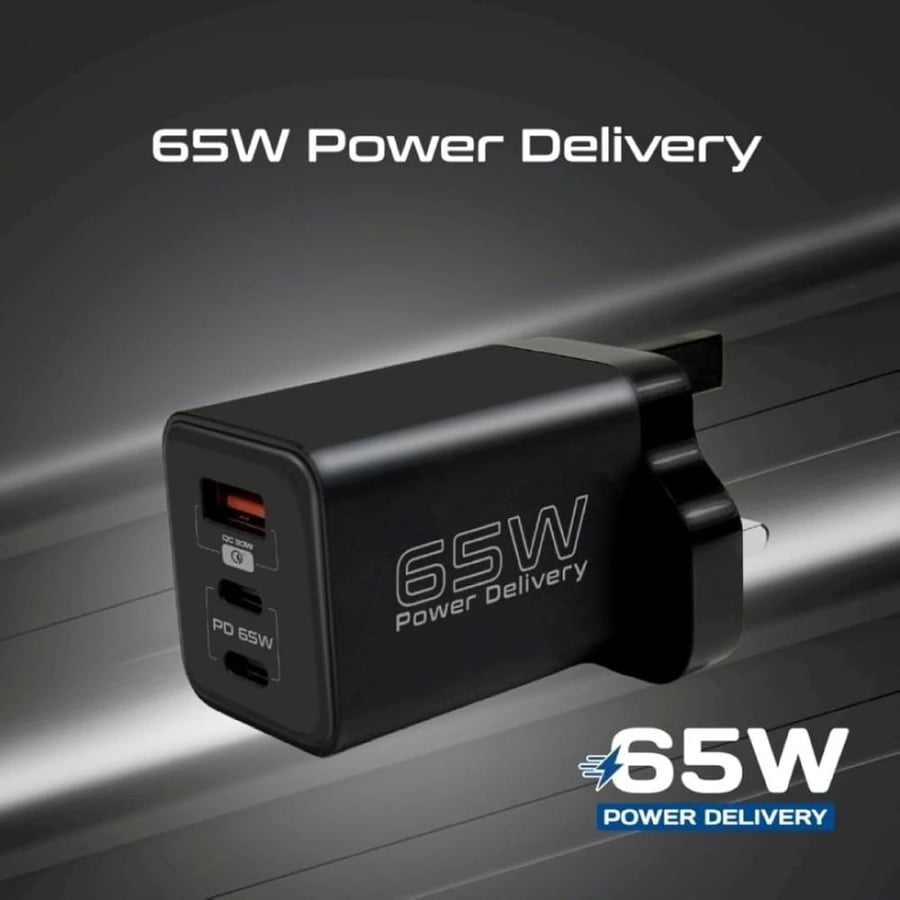 شاحن منزلي من بروميت منفذين تايب سي ومنفذ يو اس بي - PowerPort-65