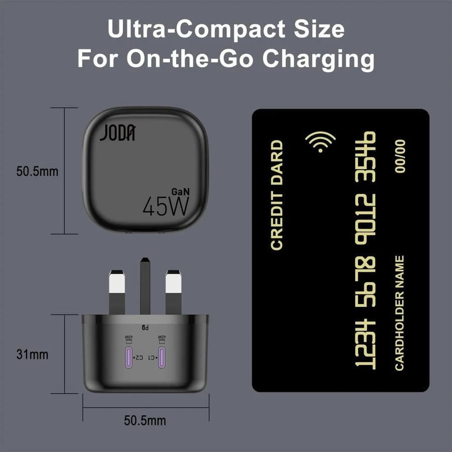 شاحن جداري JODA فولت بود بقوة 45 واط بمنفذين تايب سي - ابيض