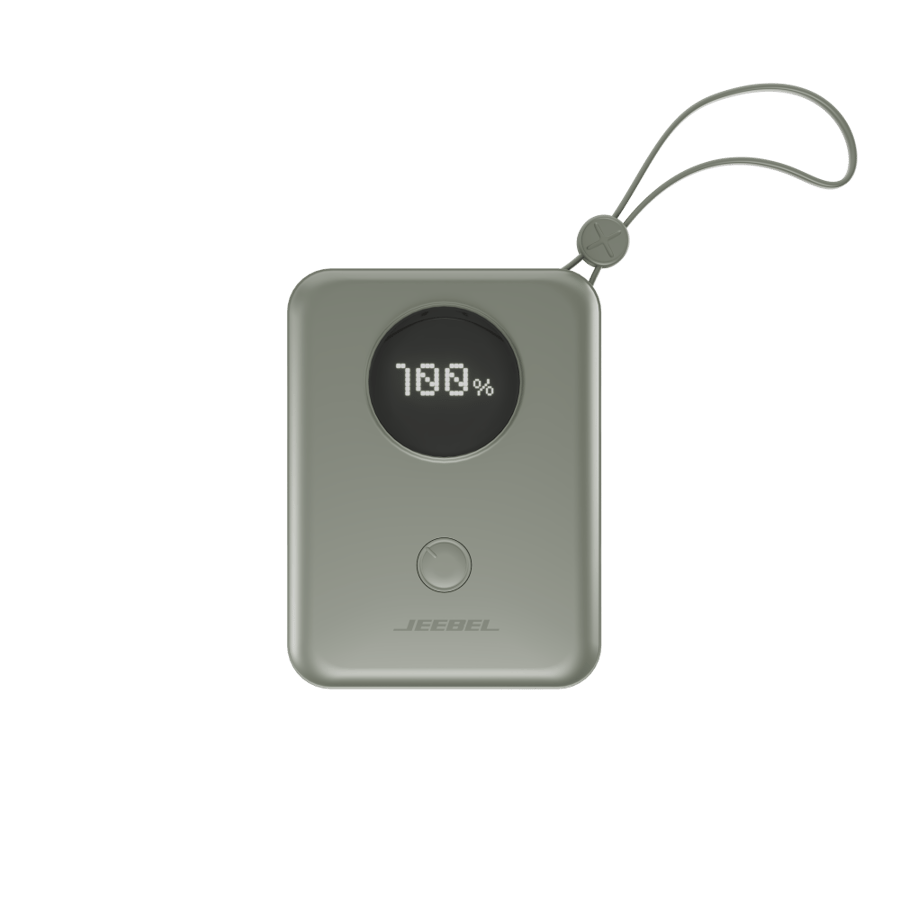 قطعة واحدة من Jeebel باور بانك 10000mAh بشاشة رقمية – PD سريع 22.5W مع كابلات Lightning وType-C مدمجة – 4 ألوان